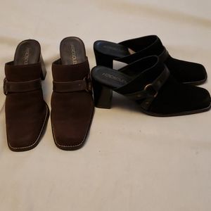 Aerosols Suede Harness Mules Black Brown 7.5